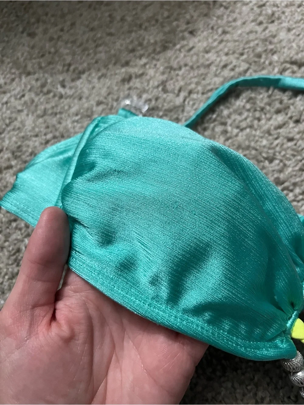 OP Girls Teal Bandeau Bikini Top with Multicolor Center